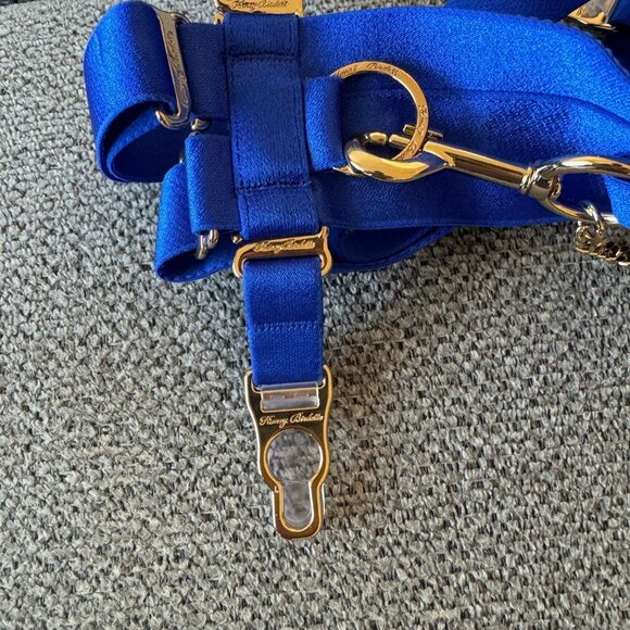 Honey Birdette Morgan Kukuro Electric Blue Set Small Medium Bra Panty Garter - Picture 5 of 13